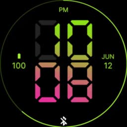 Digital Green Pink Watch Face